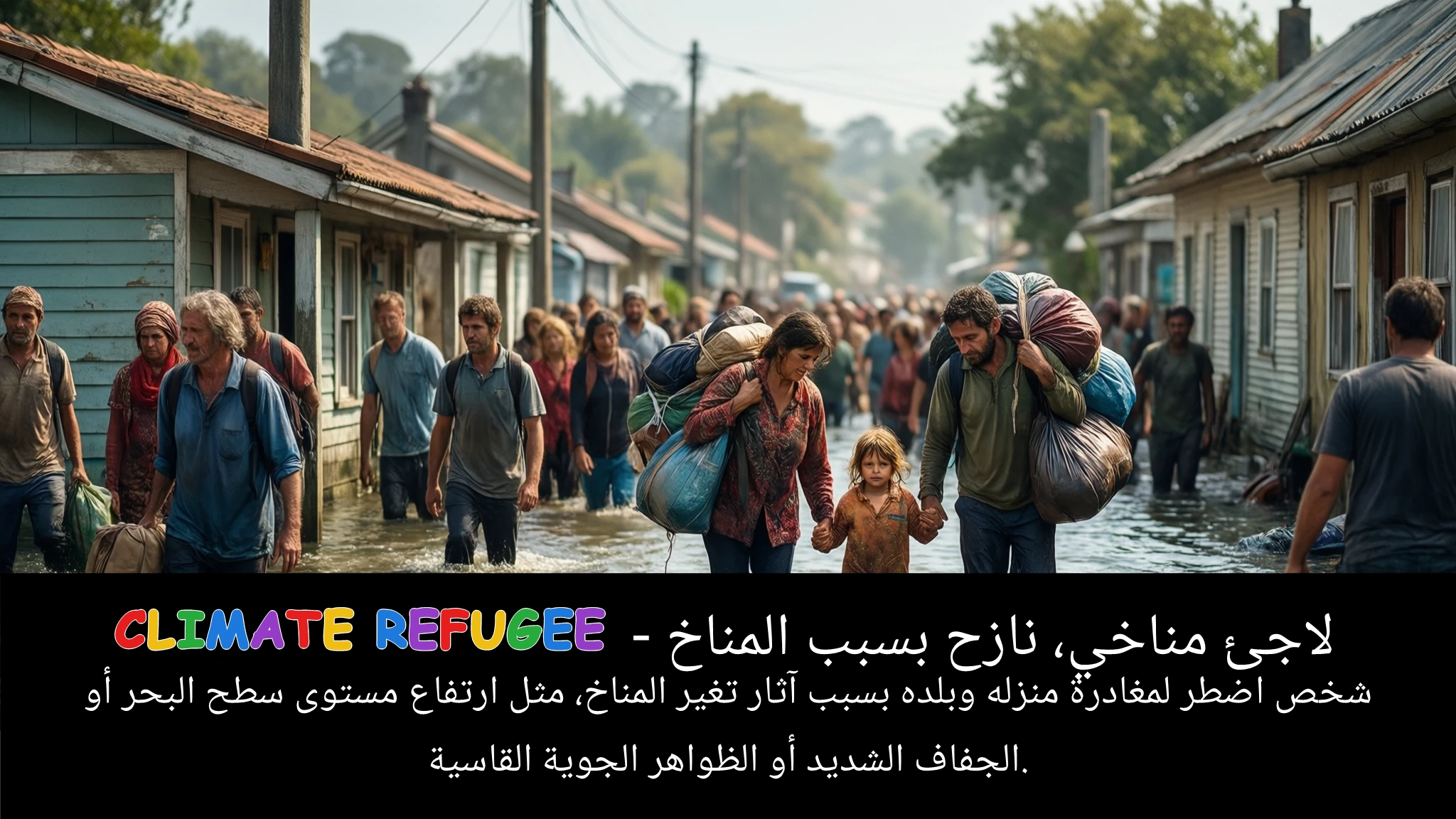 Arabic Illustration for climate refugee